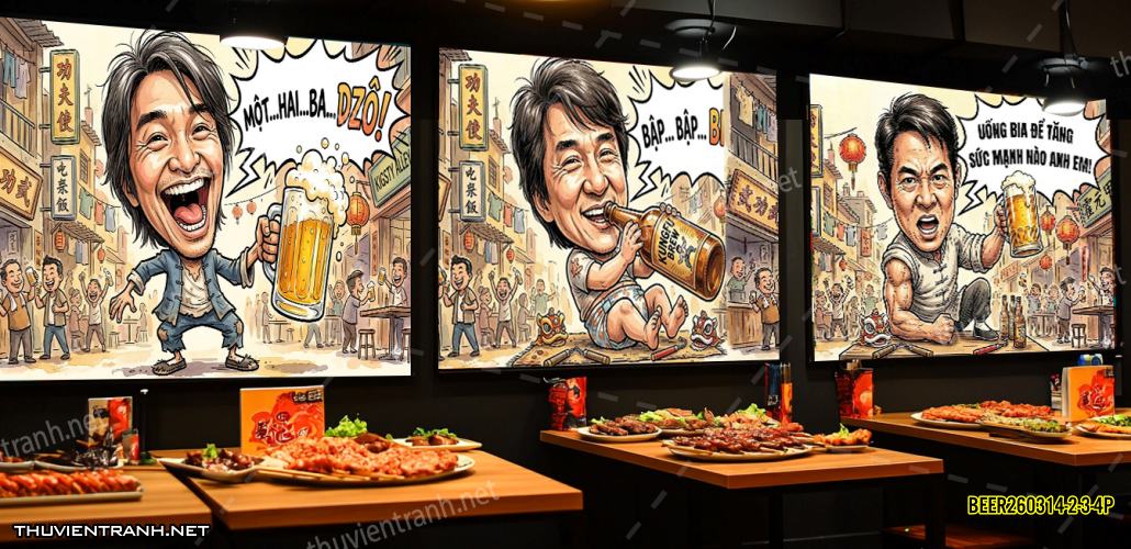 Tranh dán tường Quán Bia, Quán Nhậu- BEER260314-2-3-4P - Tranh tường liên quan